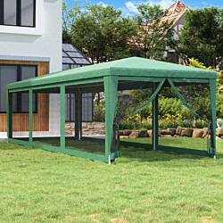 Juhlateltta 8 verkkosivuseinää 3x9 m HDPE vihreä