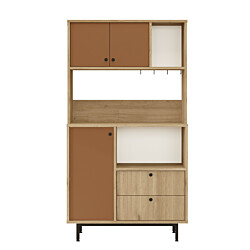 Aamiaiskaappi Linento Furniture RE3, tammi/tiilenpunainen