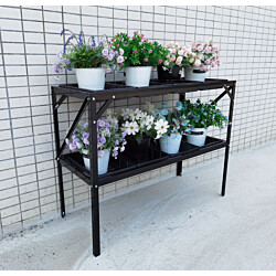 Kasvihuonepöytä Metalcraft, 2 hyllyä, 75x97x41cm, musta