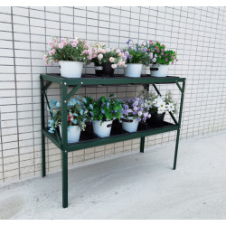 Kasvihuonepöytä Metalcraft, 2 hyllyä, 75x97x41cm, vihreä