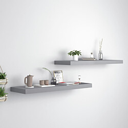Kelluvat seinähyllyt 2 kpl 80x23,5x3,8 cm MDF harmaa