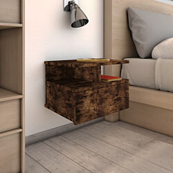 Kelluvat yöpöydät 2 kpl 40x31x27 cm tekninen puu savutammi