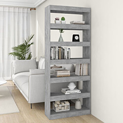 Kirjahylly/tilanjakaja 80x30x198 cm lastulevy betoninharmaa