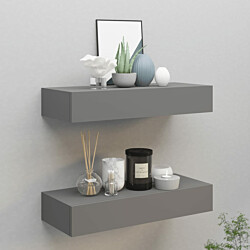 Laatikkohyllyt seinälle 2 kpl 60x23,5x10 cm MDF harmaa