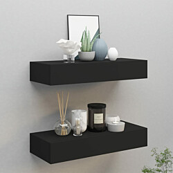 Laatikkohyllyt seinälle 2 kpl 60x23,5x10 cm MDF musta