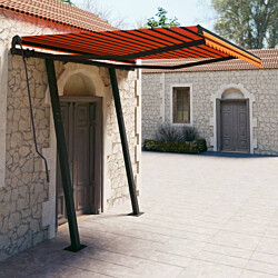 Manuaalisesti kelattava markiisi tolpilla 3x2,5 m oranssi/ruskea