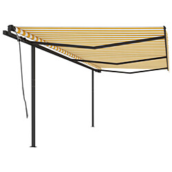 Manuaalisesti kelattava markiisi tolpilla 6x3 m keltainen/valkoinen