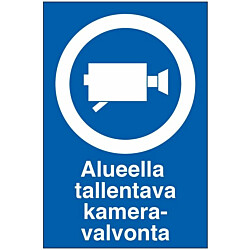 Merkintäkilpi "Alueella tallentava kameravalvonta", 20x30cm