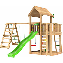 Leikkitorni Jungle Gym Mansion 2.1, 2-Climb Module 220, vihreä liukumäki ja 120 kg hiekkaa