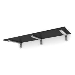Ovikatos Designtak Easy Collection Bold Small, 200cm, musta alumiini, valkoinen kannake