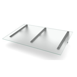 Ovikatos Designtak Easy Collection Delta, 200cm, huurrettu lasi, hopea kannake