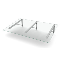 Ovikatos Designtak Easy Collection Delta, 250cm, kirkas lasi, valkoinen kannake