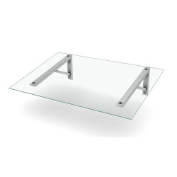 Ovikatos Designtak Easy Collection Delta Small, 150cm, kirkas lasi, valkoinen kannake