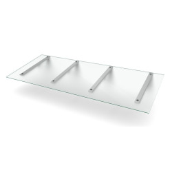 Ovikatos Designtak Easy Collection Delta Small, 250cm, huurrettu lasi, valkoinen kannake