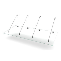 Ovikatos Designtak Easy Collection Stainless Tube, 250x100cm, kirkas lasi
