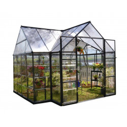 Viherhuone Palram-Canopia Victoria T-Shape, 10,5m², kennolevyllä