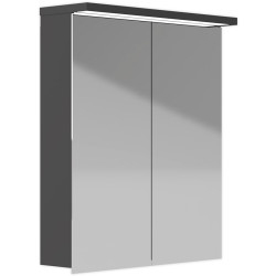 Peilikaappi LED-valaisimella Polaria Klara, 600x700 mm, pistorasia oikea ja vvs, harmaa