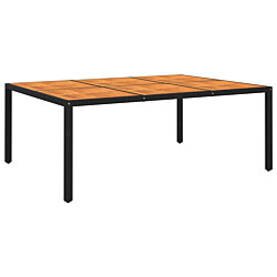 Puutarhapöytä 200x150x75 cm akaasiapuu ja polyrottinki musta