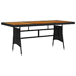 Puutarhapöytä musta 160x70x72 cm polyrottinki ja akaasiapuu