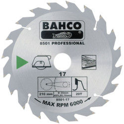 Pyörösahanterä Bahco 8501, puun nopeaan katkaisuun, 250mm