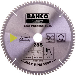 Pyörösahanterä Bahco 8501-S, alumiinin ja muovin sahaukseen, 210mm
