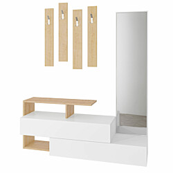 Säilytyskokonaisuus eteiseen Linento Furniture Ramda, valkoinen/tammi