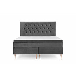 Sänkypaketti Berg & Strand Royal Velvet 160x200 sängynpäädyllä/korkeat rosejalat/tummanharmaa sametti