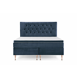 Sänkypaketti Berg & Strand Royal Velvet 160x200 sängynpäädyllä/korkeat rosejalat/tummansininen sametti