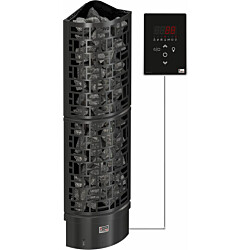 Sähkökiuas SAWO30 Corner Ni2, 9kW, 8-15m³, erillinen ohjaus, musta teräs