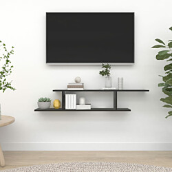 Seinäkiinnitettävä TV-hylly 125x18x23 cm lastulevy musta
