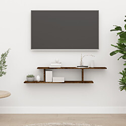 Seinäkiinnitettävä TV-hylly 125x18x23 cm tekninen puu savutammi