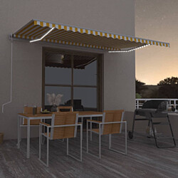 Sisäänkelattava markiisi LED/tuulisensori 500x350 cm keltainen/valkoinen