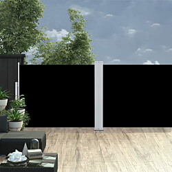 Sivumarkiisi 140 x 1000 cm Sisäänvedettävä musta