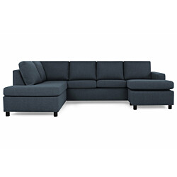 U-Sohva Scandinavian Choice Crazy Large Divaani 4-istuttava oikea tummansininen/mustat jalat pyöreä