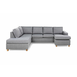 U-Sohva Scandinavian Choice Crazy Large Divaani 4-istuttava oikea vaaleanharmaa/tammijalat kulmikas