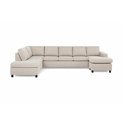 U-Sohva Scandinavian Choice Crazy XL Divaani oikea 6-istuttava beige/mustat jalat pyöreä
