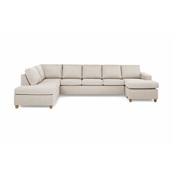 U-Sohva Scandinavian Choice Crazy XL Divaani oikea 6-istuttava beige/tammijalat kulmikas