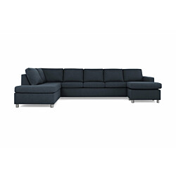U-Sohva Scandinavian Choice Crazy XL Divaani oikea 6-istuttava tummansininen/metallijalat pyöreä