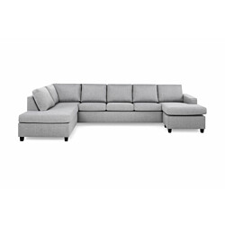 U-Sohva Scandinavian Choice Crazy XL Divaani oikea 6-istuttava vaaleanharmaa/mustat jalat kulmikas