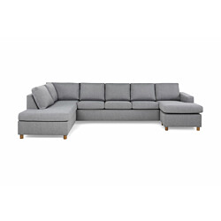 U-Sohva Scandinavian Choice Crazy XL Divaani oikea 6-istuttava vaaleanharmaa/tammijalat pyöreä
