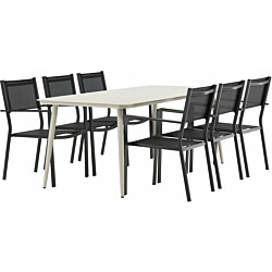 Ruokailuryhmä Venture Home, 200x90cm Lina-pöytä + 6 Copacabana-tuolia