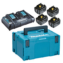 Akkupaketti Makita LXT 18V PowerPack, 4x5.0Ah ja DC18RD + Makpac