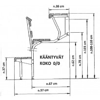 KIKKA lauderunkosarja, seinälle kääntyvä, alumiininen, ruuvipaketti, koko 0/0