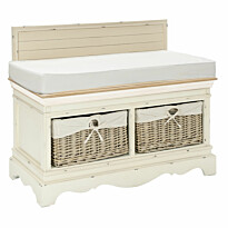 Eteisen penkki Home4You Samira 90x42x70,5cm, antiikkivalkoinen