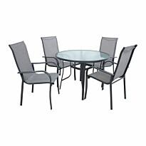 Ruokailuryhmä Home4You Everetø102cm + 4 tuolia, harmaa