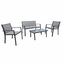 Oleskeluryhmä Home4You Cypress, penkki, pöytä, 2 tuolia, harmaa