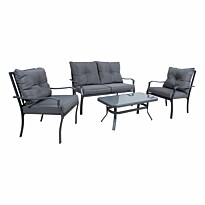 Oleskeluryhmä Home4You Bosler, sohva, pöytä, 2 tuolia, harmaa