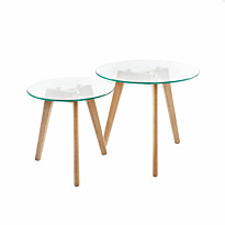 Sohvapöytäsetti Home4You Helena ø40cm /ø50cm, lasi