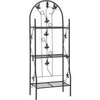 3-kerroksinen kukkateline musta 52x28x128 cm rauta