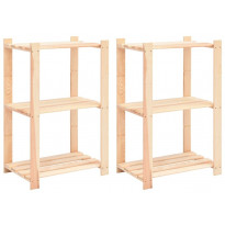 3-kerroksiset varastohyllyt 2 kpl 60x38x90 cm 150kg